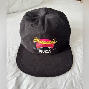 RVCA Black Hat with Yellow & Pink Hawaii Graphic